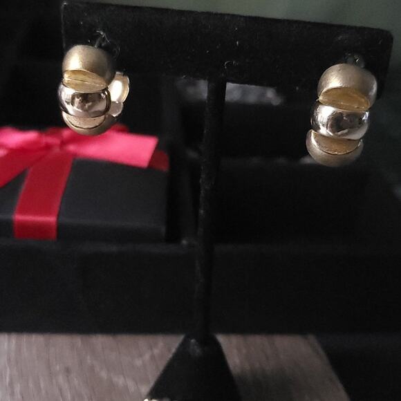 Le Gi's Brushed Tri Color Gold Hoop Earings Fine Jewelry - Picture 5 of 5